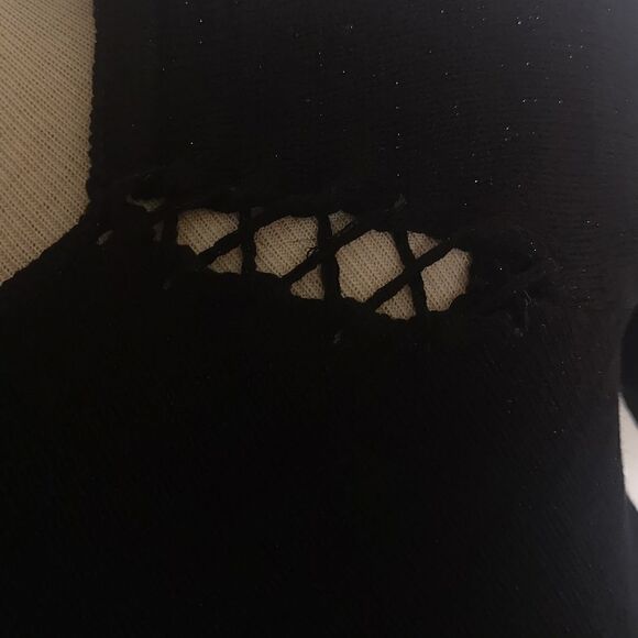 Divina Collection Ladies Knitted Crew Neck Cutout Sweater Black Size - Picture 8 of 16